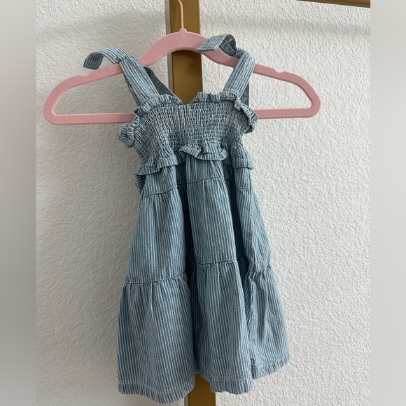 Super Cute Blue Striped Sleeveless Dress - Picture 2 of 2